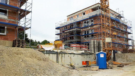 In der Nähe des Augsburger Klinikums werden fünf Mehrfamilienhäuser gebaut.